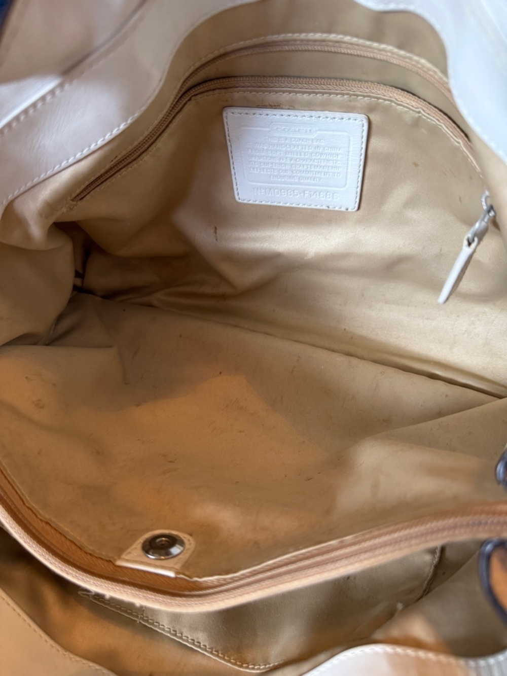 COACH Penelope Ivory Pebbled Leather Shoulder Handbag F14686 - Picture 10 of 16